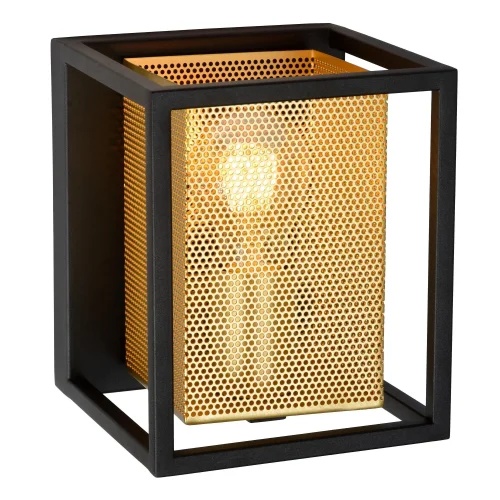 Бра лофт Sansa 21222/01/30 Lucide чёрный матовый золото на 1 лампа, основание чёрное в стиле лофт современный  фото 3